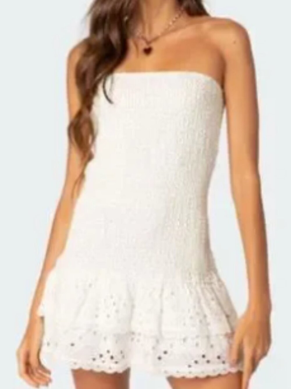 Edikted Livia Lacey Cotton Scrunch Mini Dress Size XS NEVER WORN